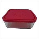 Glass casserole, square, Eljado, capacity 2.10 l, plastic cover